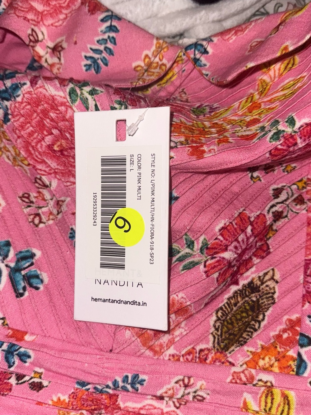 Hemant and Nandita Fiora short Strapless Pink Floral Ruffled Summer Dress size L - Picture 2 of 3